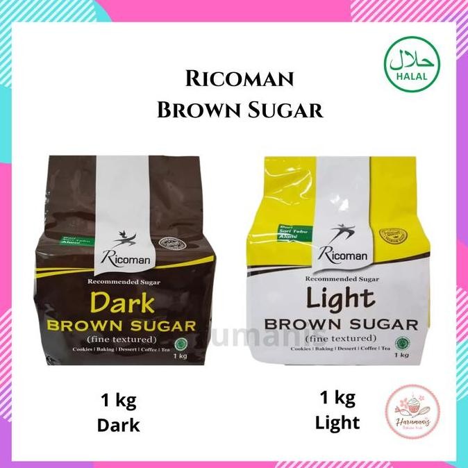

Baru Brown Sugar Ricoman Dark Light 1Kg - Gula Merah Untuk Kue & Minuman