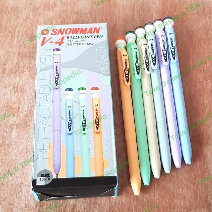 

Pulpen V-4 Snowman Ballpoint Pen Hitam Isi 12Pcs