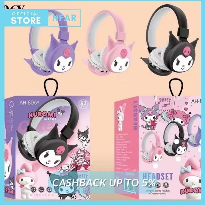 Headphone Karakter Bluetooth Kuromi Wireless Disney Cartoon Headset