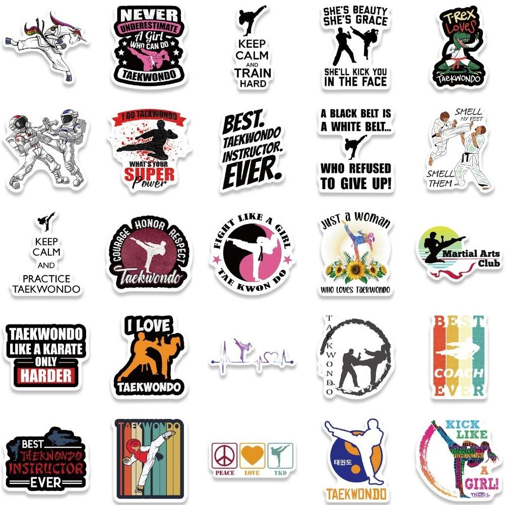 

Super Seller Gambar Tempel Taekwondo Isi 50Pcs Stiker Taekwondo Bahan Vynil, Pvc Tahan Air.