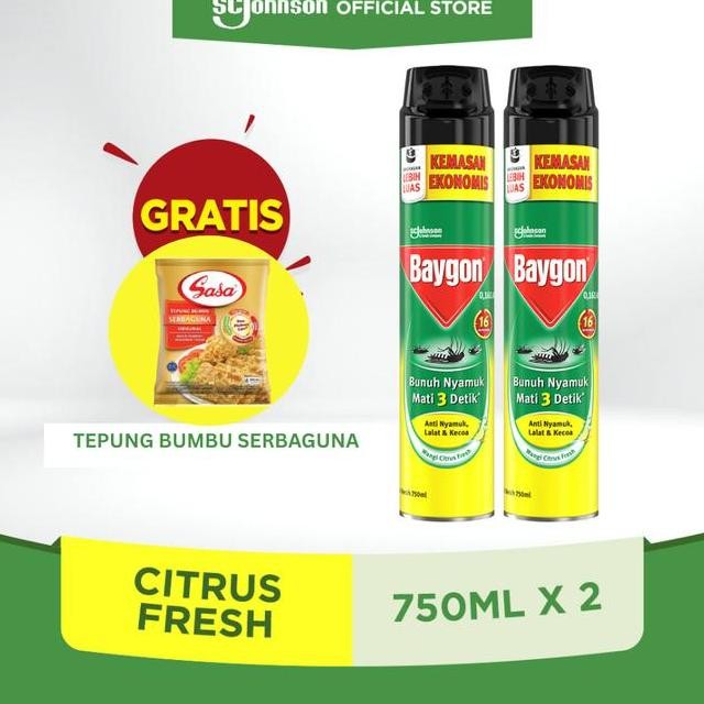 

Baygon Citrus Fresh 750Ml X2 Free Tepung Bumbu Sasa
