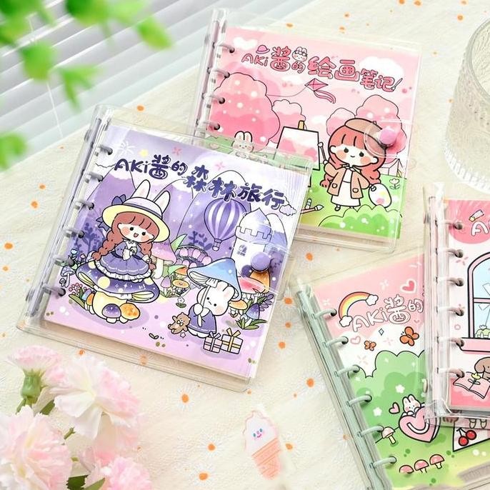 

Tersedia Buku Binder Ring Besi Diary Journaling Isi 80 Lembar Motif Momo Kartun Waterproof