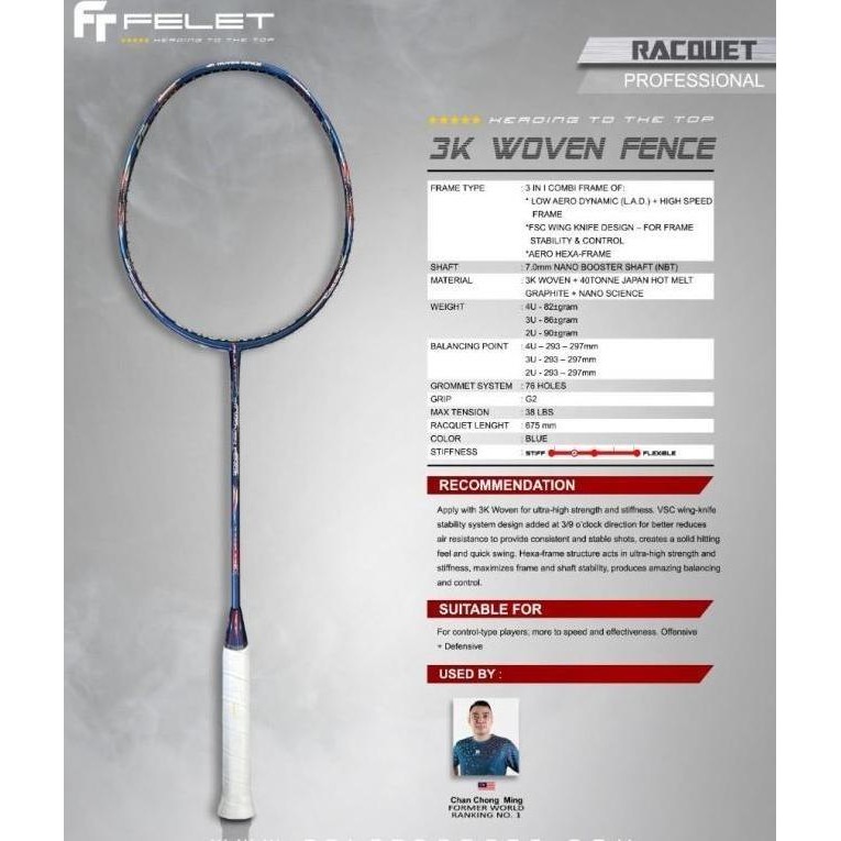 TERMURAH - Raket Badminton Felet 3k Woven Fence Original