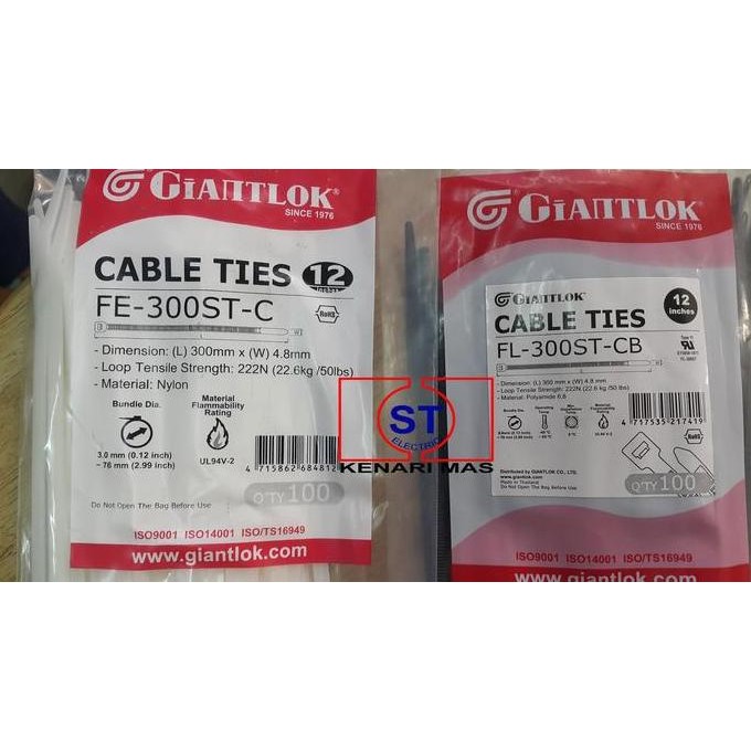 

Diskon! Cable Ties Giantlok FL-300ST-C 30cm x 4.8mm - Kabel Tis Heavy Duty Warna Hitam