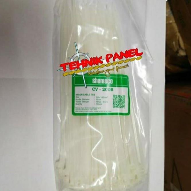 

Diskon! Cable Ties SHEMSCO CV-200S 20cm x 3.6mm - Kabel Tis Nylon Warna Putih