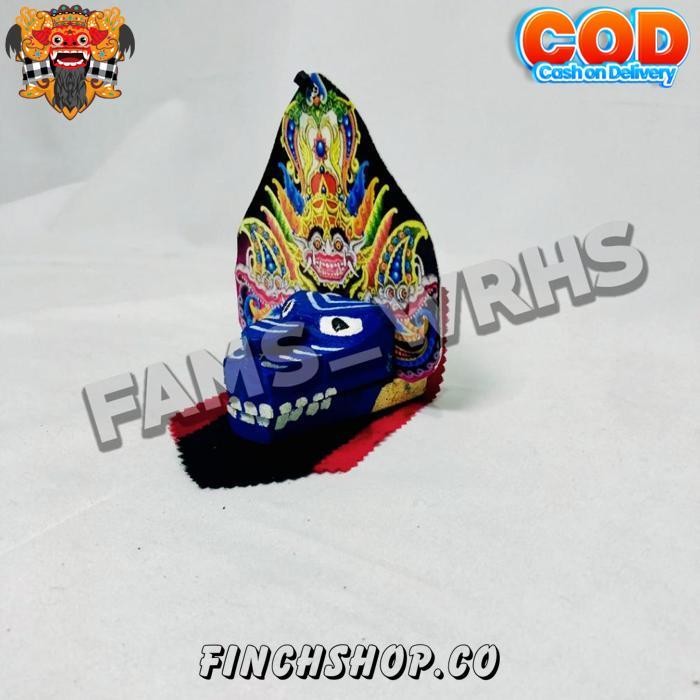 Gantungan Kunci Barongan Bahan Kayu Miniatur Barongan Biru Jawa Timur