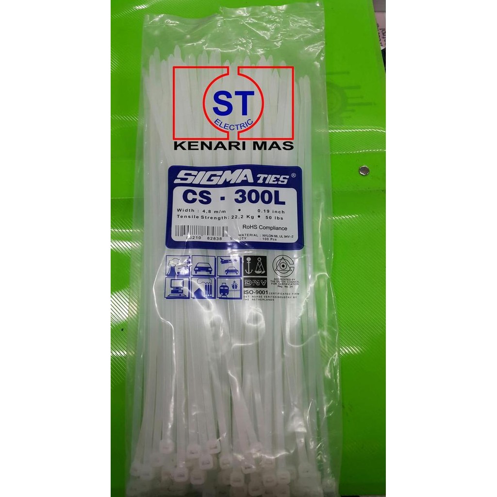 

Diskon! Kabel Ties SIGMA CS-300L Putih 30cm x 4.8mm Cable Tie Nylon Insulok Isi 100pcs