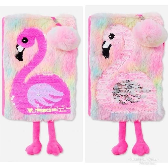 

Tersedia Justice Flamingo Sequin Diary Buku Catatan Glitter + Pulpen Lucu