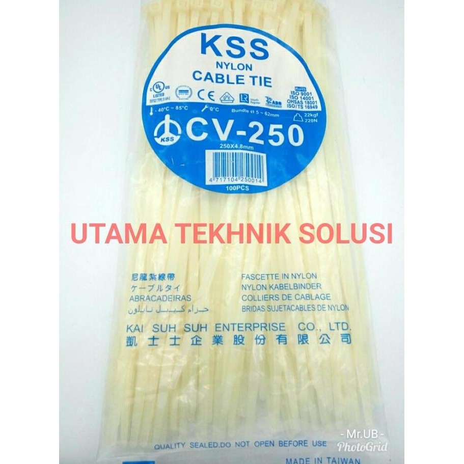 

Diskon! Kabel Ties KSS CV-250 25cm x 4.8mm Cable Tie Nylon Putih Tahan Tarik 100pcs