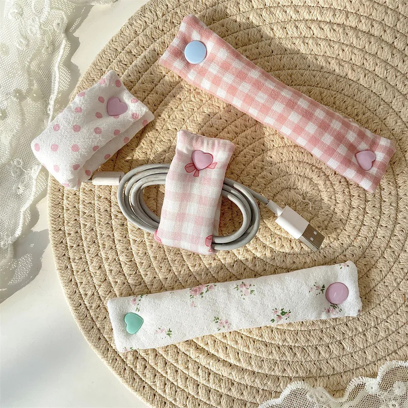 

1PC Floral Cable Tie - INS Style Cloth Cord Organizer, Cute Reusable Wire Straps for Earphone/Data Cables