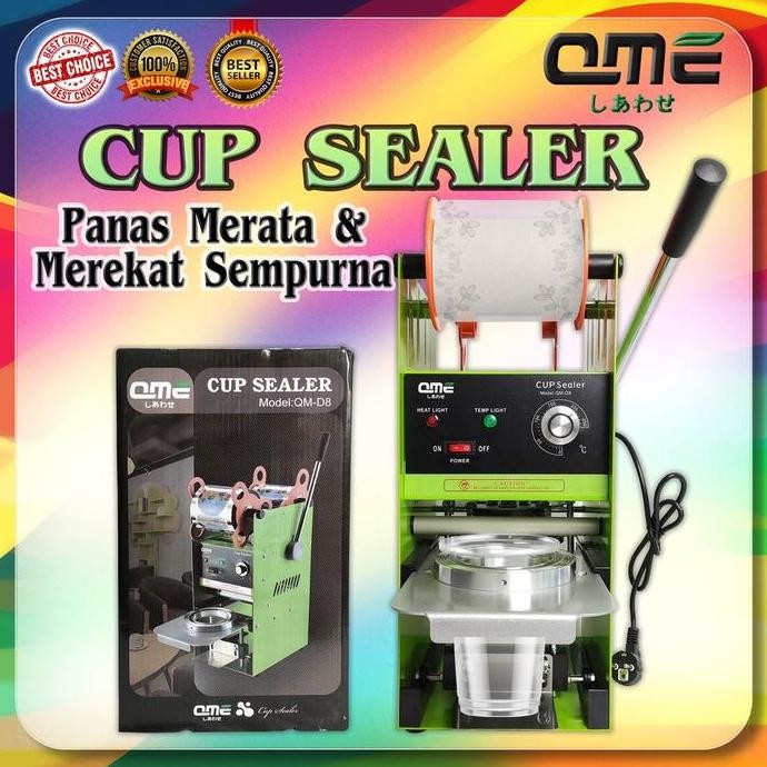 QME QM-D8 MESIN PRESS PLASTIK SEL/CUP SEALER (MODEL UTAMA) LISTRIK MERAH VACUUM ORIGINAL DAN TERPERC