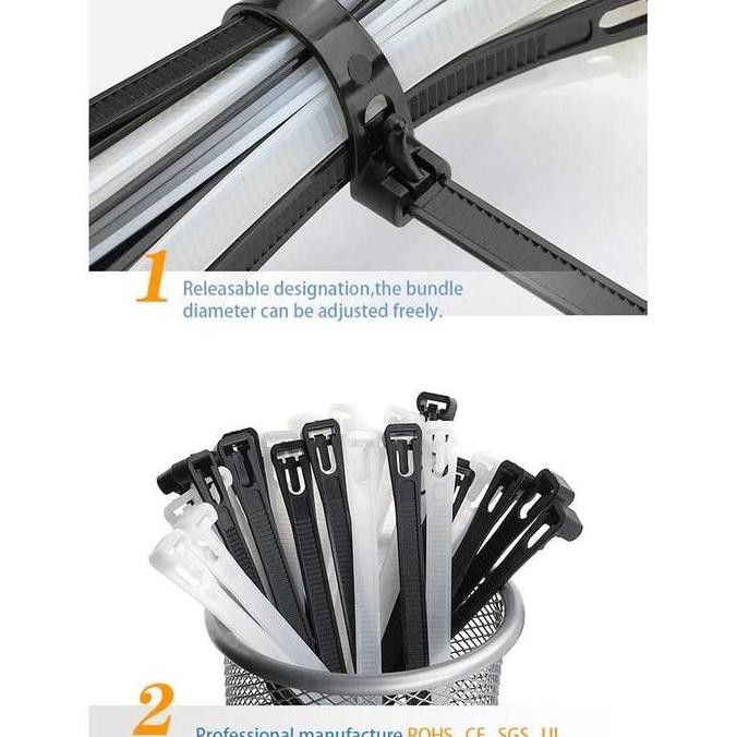 

Diskon! Kabel Ties Plastik Segel 45cm x 8mm Nylon Tali Pengikat 100pcs