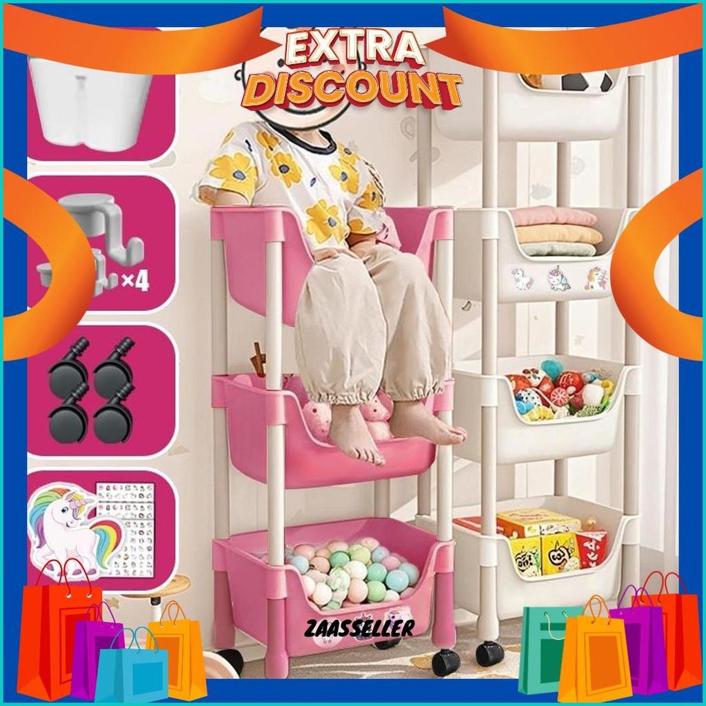 DitinggikanRak Penyimpanan Rak Buku Rak Susun Serbaguna Trolley Rak Dengan Roda Trolley Dapur Cod