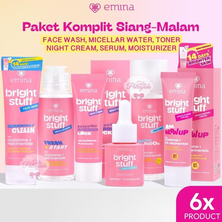 6in1 Paket Komplit Emina Bright Stuff Siang dan Malam - Paket Emina Bright Stuff