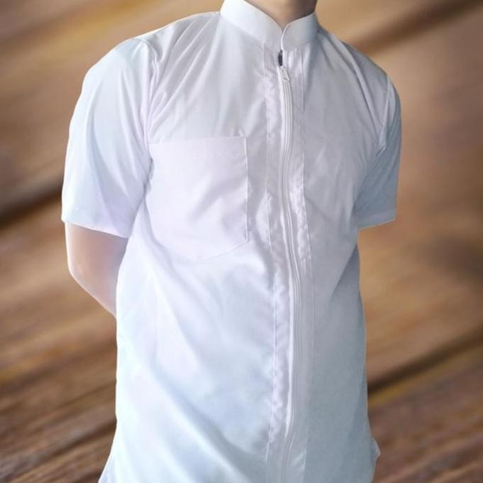(Allthebest) baju koko pria dewasa putih polos di lengan pendek