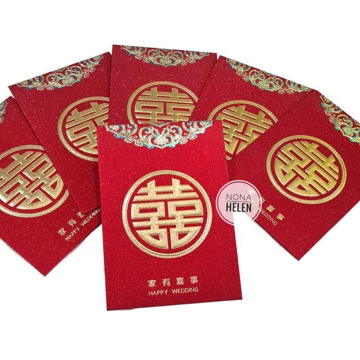 

LFM Amplop Angpao Merah Shuang Xi Emas Hologram 2/Angpao Wedding isi 6 pcs