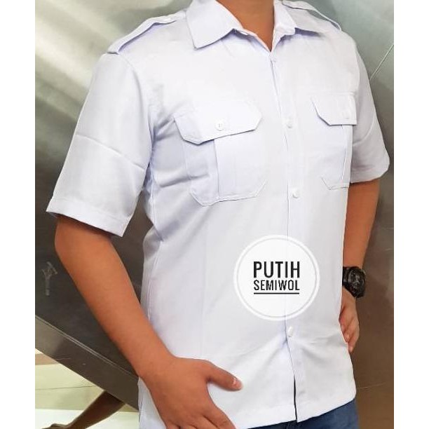 GB29 yt- Seragam Putih PNS, Baju PNS, Baju PNS Pria, Dinas Putih, Kemeja Putih, PDH Putih Pendek Pan