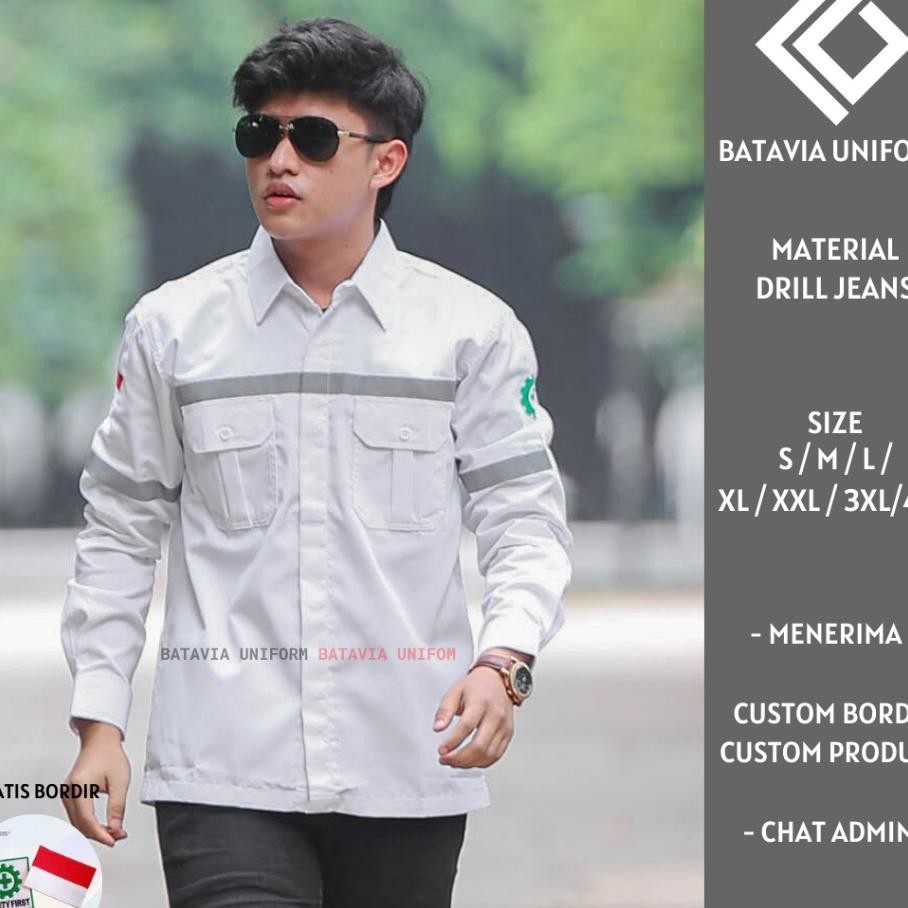 Baju Kemeja Weaa Weak Safety K3 Lengan Panjang Seragam Kerja Bisa Custom Bordir Warna Putih Pria Wan