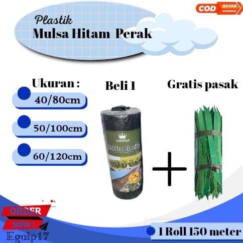 Plastik Mulsa Hitam Perak 150 Meter Free Pasak MURAH