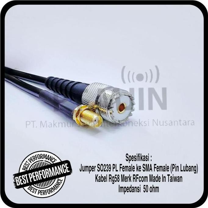 Kabel Jumper Rg58 So239 Pl Female Ke Sma Female Panjang 1,3 Meter Co