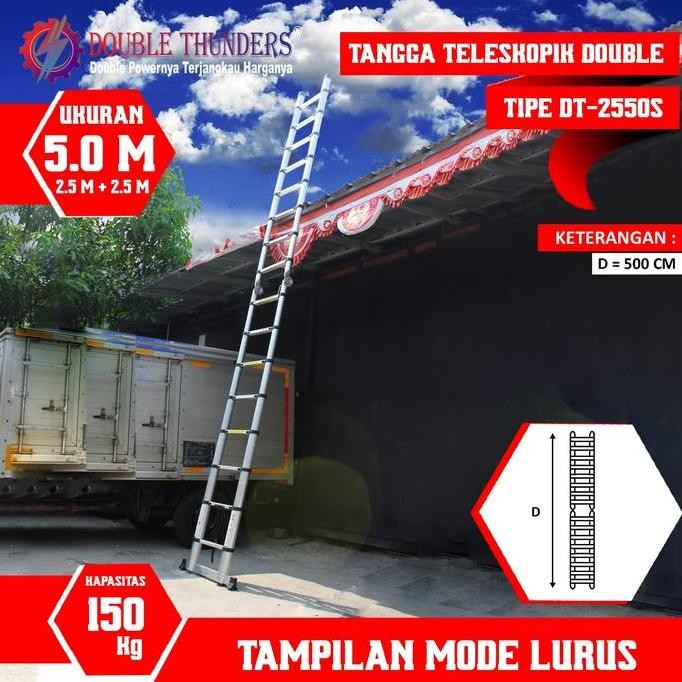 Dt Tangga Double Teleskopik 2,5M + 2,5M 5 Meter Pasti Promo