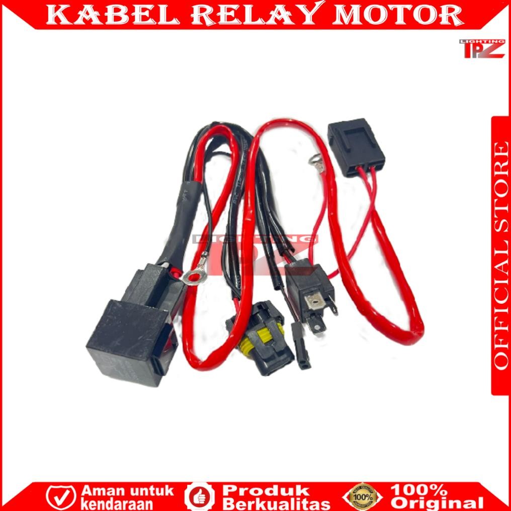 NEW- ORIGINAL KABEL RELAY BILED DAN RELAY HID MOTOR 1 LAMPU | KABEL SET HID MOTOR H4 KABEL MERAH | K