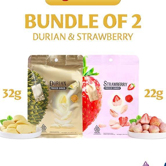 

Ursnas Bundle Of 2 Freeze Dried Sna Buah Kering Rasa Strawberry Durian Dry Food Halal Bpom