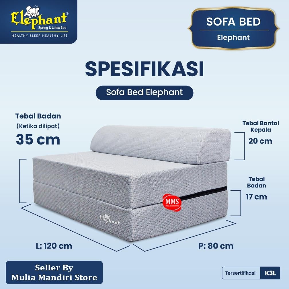 Terlaris Elephant Kasur Lantai Lipat Trifold Sofabed / Sofa Bed Kasur / Sofa Tidur Lipat