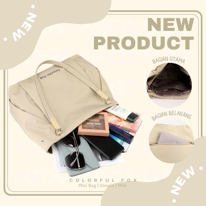Ft Tas Bahu Wanita Totebag Kuliah Anti Air Colorful Fox 2369