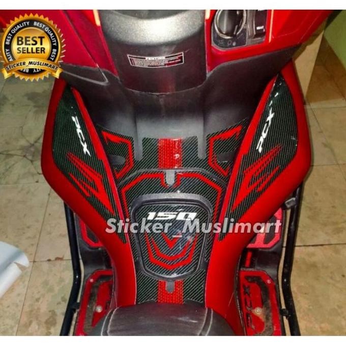 (Allthebest) SIDEPAD TANKPAD PCX 150 MOTIF CARBON GOLD MERAH ABU HIJAU