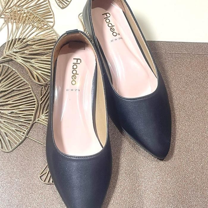 Ds Sepatu Pantofel Wanita Terbaru Fladeo Hak 3Cm Shoes Heels  Hitam