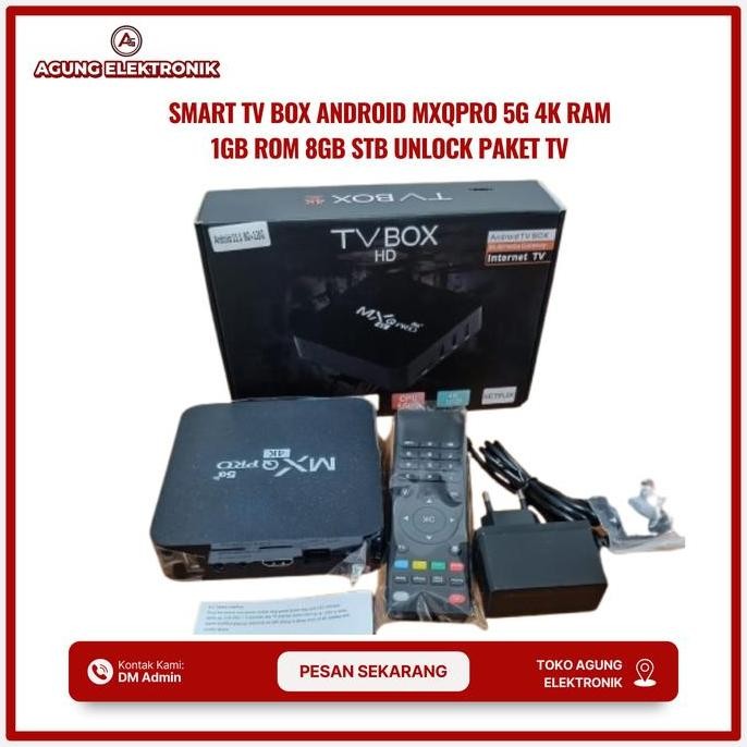 Smart Tv Box Android Mxqpro 5G 4K Ram 1Gb Rom 8Gb Stb Unlock Paket Tv Co