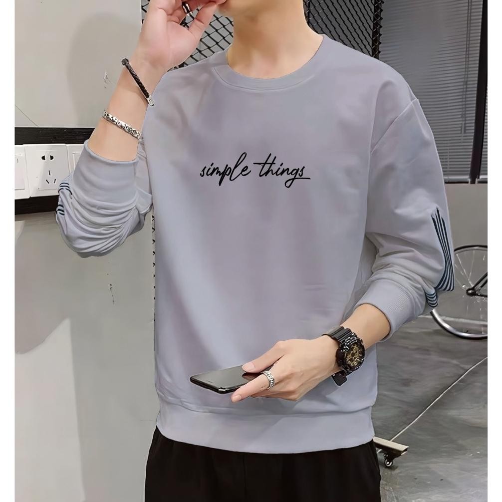 DY140 - Sweater Keren Kaos Pria Kekinian Sweatshirt Cowok Remaja Dewasa Terbaru Simple Salur