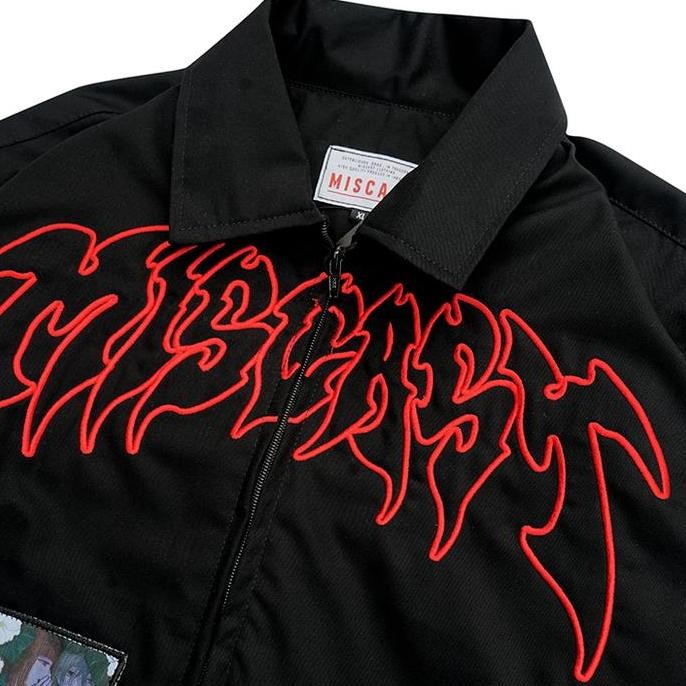 Promo Jaket Vintage Oliver Hitam Premium Twill Fabric - Full Embroidery - Full Emblem - Chainstich T