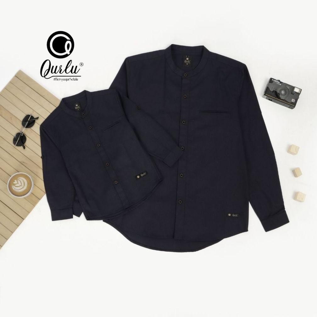 Terbaru - Qurlu - Kemeja Koko Dewasa/Anak warna HITAM (baju couple ayah dan anak laki-laki) Baju Kok