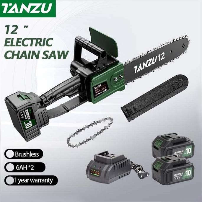 Tanzu  8/12/16 Inch Chainsaw Gergaji Rantai Elektrik Mini Portable Genggam Lithium 21Volt Chain Saw 