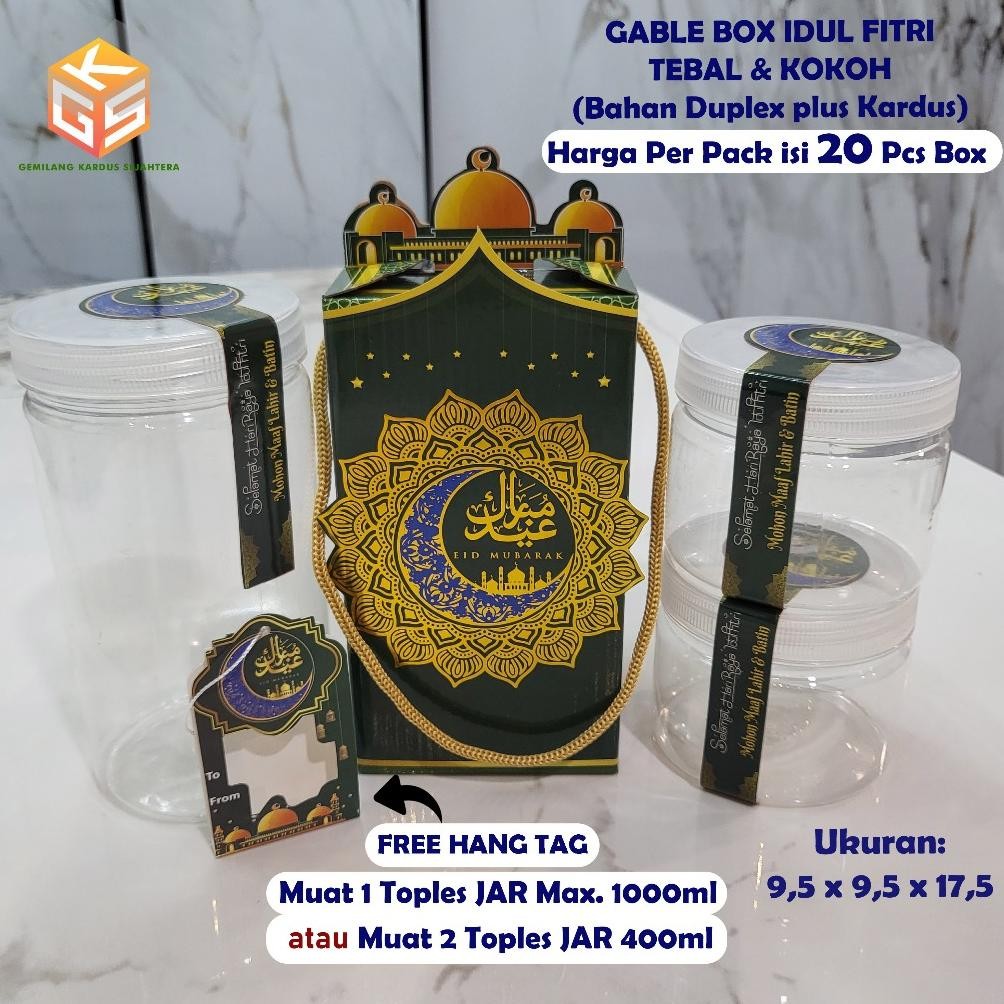 

20pcs Gable Box Idul Fitri Ukuran 1 Jar Ukuran 2 Jar 400ml Box Idul Fitri Box Lebaran aSt