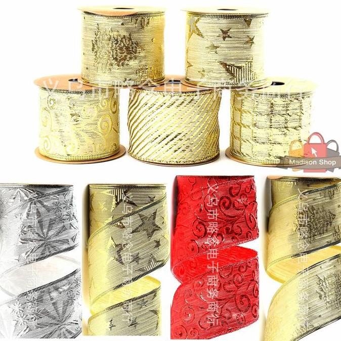 

Baru Pita Natal Emboss Merry Christmas Lebar 2.5cm Warna Merah Gold