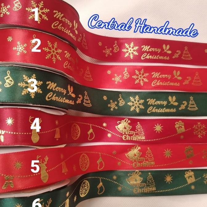 

Baru Pita Satin Natal 1inch (2.5cm) Per Roll Untuk Dekorasi & Kado