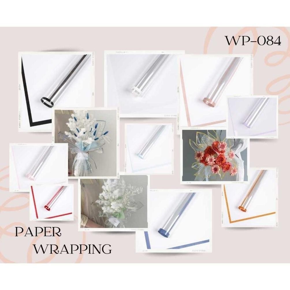 

[20 LEMBAR] WP084 - FLOWER WRAPPING COLORED TRANSPARANT FRAME WATERPROOF KOREAN STYLE BOUQUET aSt