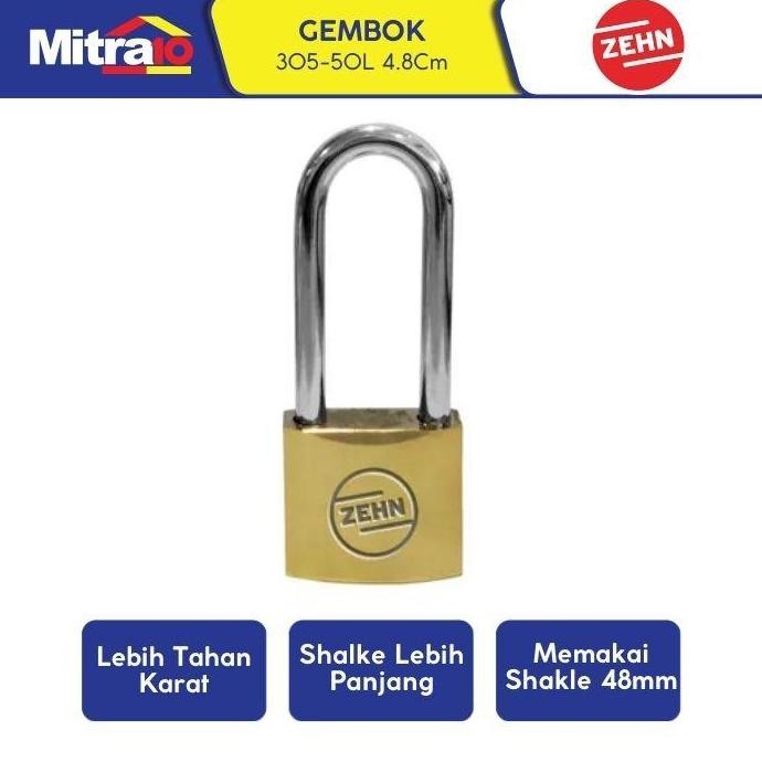 Zehn Gembok 305-50L 48Mm Long Shackle Iron Padlock