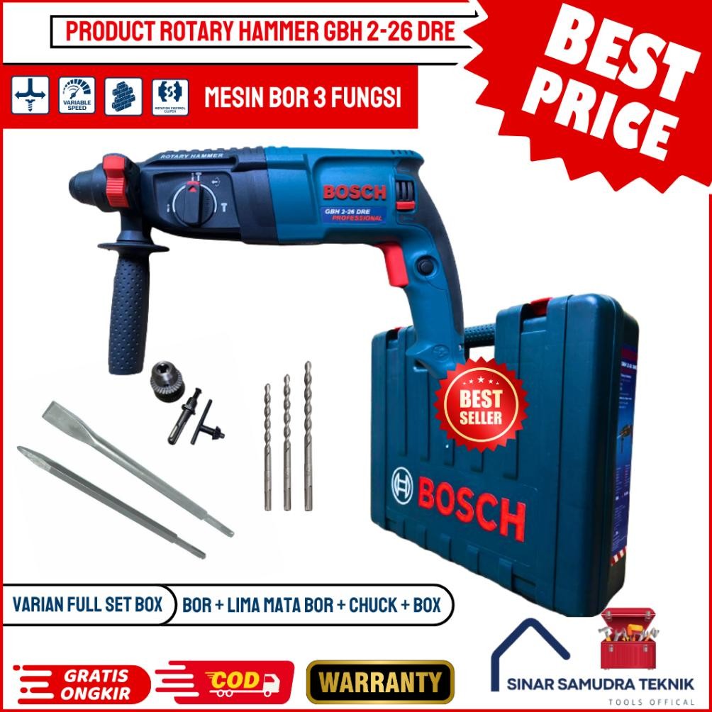 FLASH SALE  BOR BETON BOSCH 2-26 DRE 3 FUNGSI ROTARY HAMMER (MESIN BOBOK) aSt