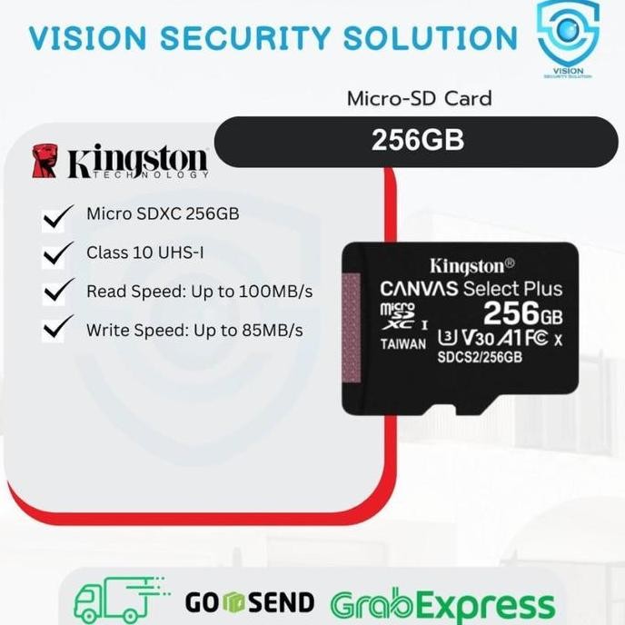 Memory Card Micro Sd Kingston Canvas Plus 256Gb Original Resmi Co