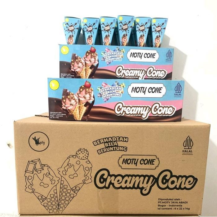 

Ccf Cone Creamy Cokelat Dan Stroberry Isi 22 Pcs - Wafer Cream Crispy Full Chocolate Dan Stoberi - Cemilan Food Snack Manis Coklat