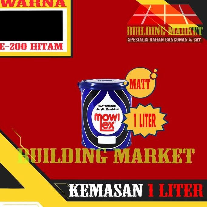 CAT TAMAN CAT TEMBOK MOWILEX INTERIOR E-200 HITAM 1 LITER