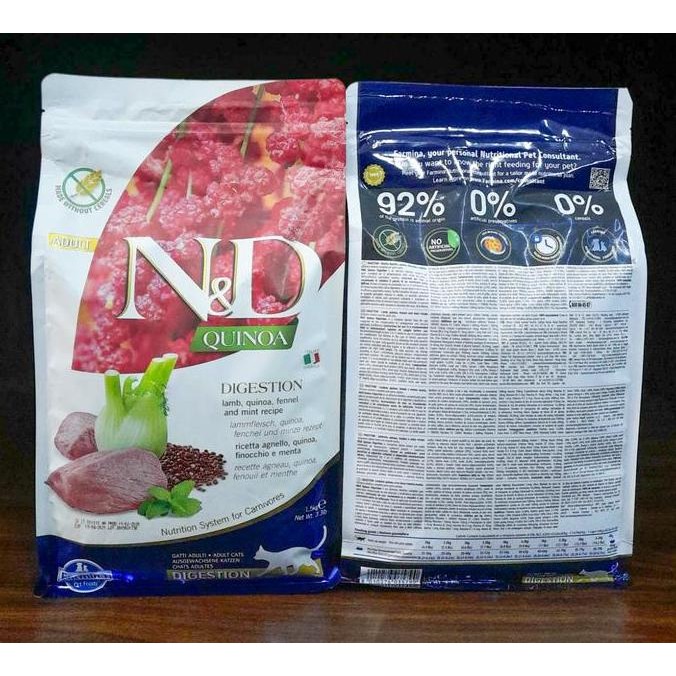 

Farmina N&D Quinoa Adult Cat Digestion (Lamb,Quinoa,Fennel,& Mint)1,5