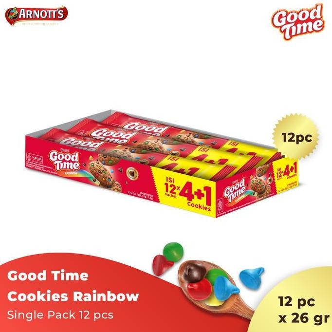 

Good Time Cookies Rainbow 4+1 Pack - Isi 12 Biskuit Cokelat Warna-warni Stok Terbatas