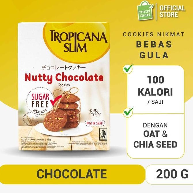 

Tropicana Slim Nutty Chocolate Cookies 200g - Snack Bebas Gula Stok Terbatas