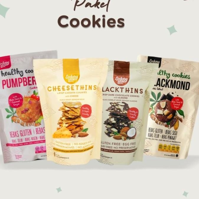 

Paket Cookies Ladang Lima 4 Varian Rasa - Healthy Gluten Free Snack Stok Terbatas