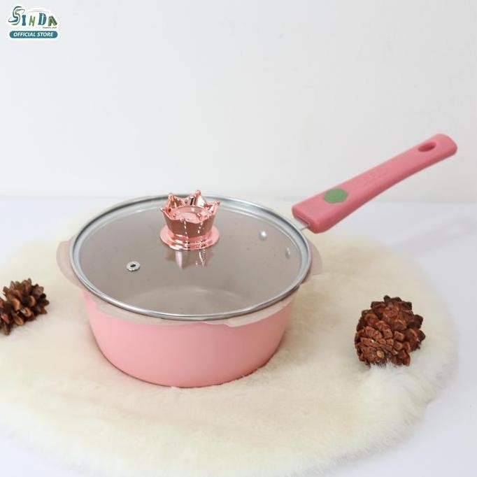 NC SINDA (COD) Panci Sakura Mpasi Set 2Pcs Alumunium Coating Granite Marbel - Peralatan Panci Bayi W